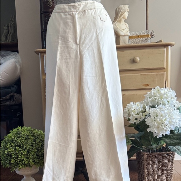 Coldwater Creek Cream Silk wide legPants - Picture 1 of 10